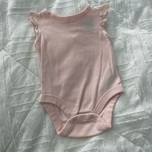 Pink Ruffled Sleeve Baby Onesie